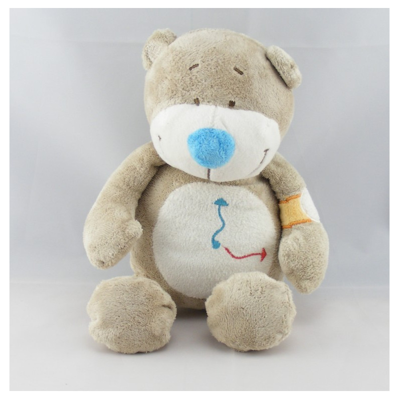 Doudou musical ours gris Emile pendule horloge BENGY