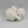 Ancien doudou poupée chiffon blanc rose coeurs COROLLE