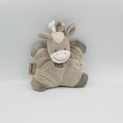Doudou semi plat ane poney cheval beige blanc couronnes Noa NATTOU