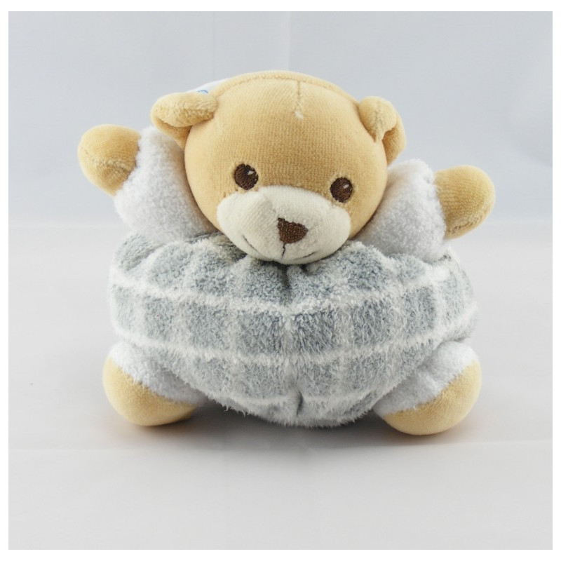 Doudou ours boule ecru vert NOUNOURS