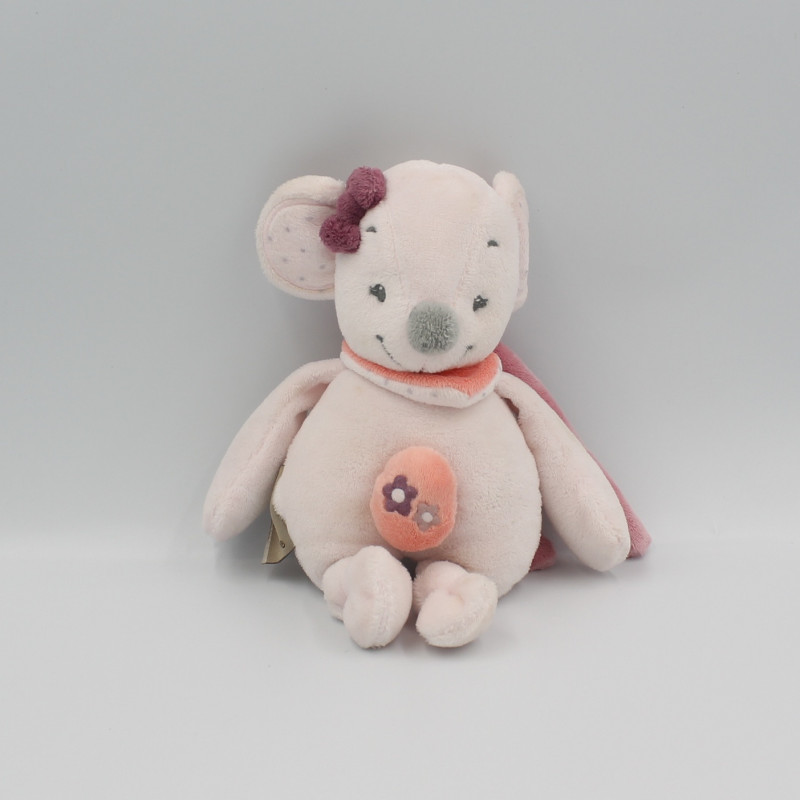 Doudou musical souris rose pois Valentine NATTOU