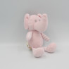 Doudou éléphant rose rayé blanc TOM & KIDDY TOMKIDS