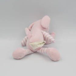 Doudou éléphant rose rayé blanc TOM & KIDDY TOMKIDS