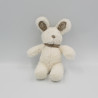 Doudou lapin blanc bandanas gris beige NICOTOY 20 cm