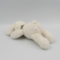 Doudou lapin blanc bandanas gris beige NICOTOY 20 cm