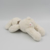 Doudou lapin blanc bandanas gris beige NICOTOY 20 cm
