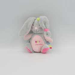 Doudou lapin gris rose vert Dort Doudou SUCRE D'ORGE