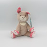 Doudou lapin marron rose Frison NATURE ET DECOUVERTE