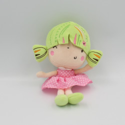 Doudou poupée fille vert rose La Nina DISET