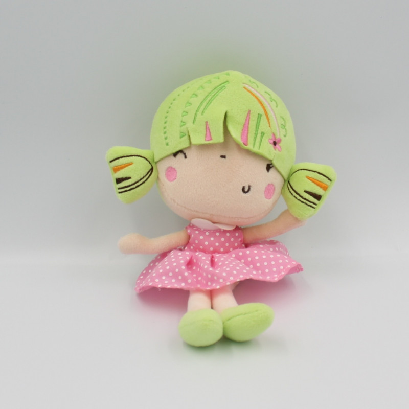 Doudou poupée fille vert rose La Nina DISET