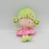 Doudou poupée fille vert rose La Nina DISET