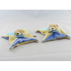 Doudou plat ourson bleu jaune BABY NAT