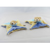 Doudou plat ourson bleu jaune BABY NAT
