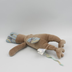 Doudou oiseau poule marron bleu rayé OBAIBI