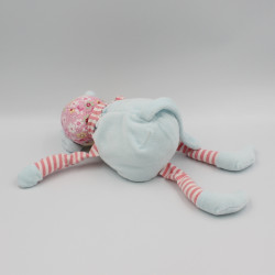 Doudou souris bleu rayé rose CP INTERNATIONAL