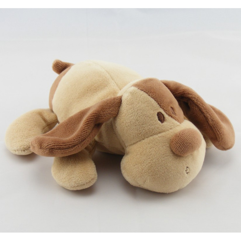 Doudou chien beige cocard couché POMMETTE