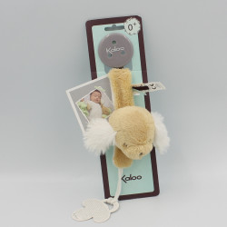 Doudou attache tétine chien beige blanc foulard bleu Les Amis KALOO