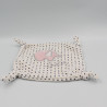 Doudou plat carré blanc coeurs éléphant rose so cute