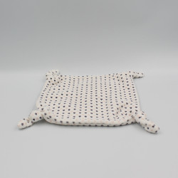 Doudou plat carré blanc coeurs éléphant rose so cute