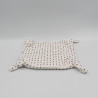 Doudou plat carré blanc coeurs éléphant rose so cute