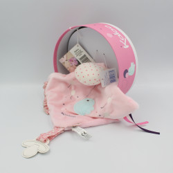 Doudou d'activité douceur plat rose oiseau Petite rose KALOO