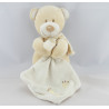 Doudou ours beige avec mouchoir empreintes POMMETTE