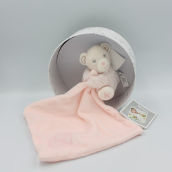 Doudou plat ours rose mouchoir PERLE KALOO