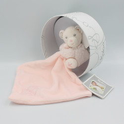 Doudou plat ours rose mouchoir PERLE KALOO