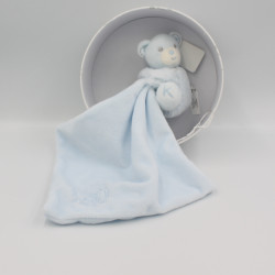Doudou plat ours bleu mouchoir PERLE KALOO