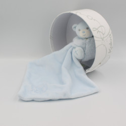 Doudou plat ours bleu mouchoir PERLE KALOO