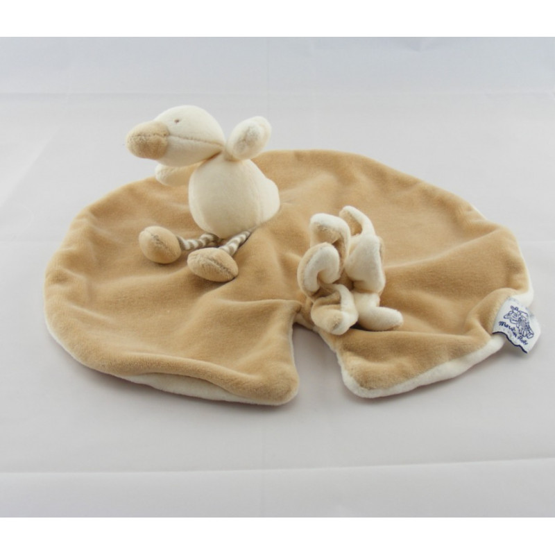 Doudou plat nénuphar beige canard Edouard MOULIN ROTY