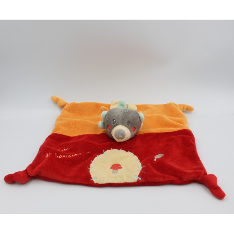 Doudou plat Hérisson Léon rouge orange JOGYSTAR KIABI