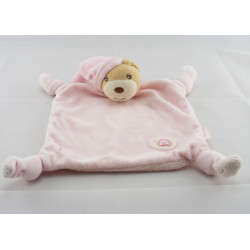 Doudou plat ours rose coeur brodé KALOO