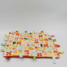 Doudou plat carré orange fleurs hérisson étiquettes