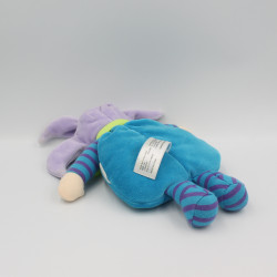 Doudou Poupée lutin bleu vert mauve oiseaux grelot Corolle