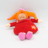 Doudou Poupée lutin grenadine rouge orange rose col fleurs Corolle