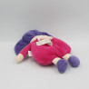 Doudou Poupée lutin rose violet avec grelot coeur brodé Corolle