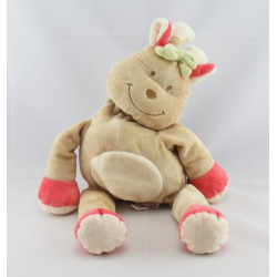 Doudou rhinocéros beige rouge foulard vert BENGY