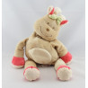 Doudou rhinocéros beige rouge foulard vert BENGY