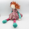 Doudou Peluche Poupée rose vert rayures JEANNE Les Coquettes MOULIN ROTY