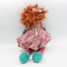 Doudou Peluche Poupée rose vert rayures JEANNE Les Coquettes MOULIN ROTY