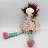 Doudou Peluche Poupée rose vert orange pois  JEANNE Les Coquettes MOULIN ROTY