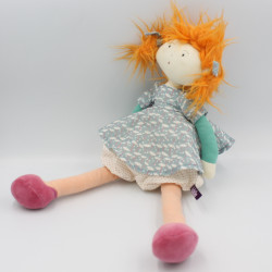 Doudou Peluche Poupée bleu vert rose orange pois  JEANNE Les Coquettes MOULIN ROTY