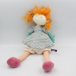 Doudou Peluche Poupée bleu vert rose orange pois  JEANNE Les Coquettes MOULIN ROTY
