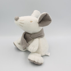 Doudou souris blanc gris BERGERE DE FRANCE