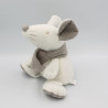 Doudou souris blanc gris BERGERE DE FRANCE