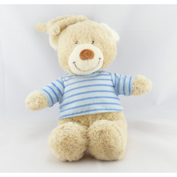 Doudou Ours Beige maillot pull rayé bleu Tex