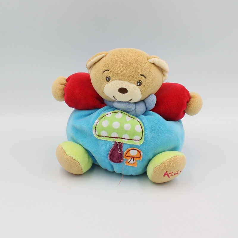Doudou ours bleu rouge vert champignon colors KALOO