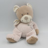 Doudou ours beige rose NICOTOY 32 cm