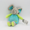 Doudou éléphant gris vert bleu U TOUT PETITS